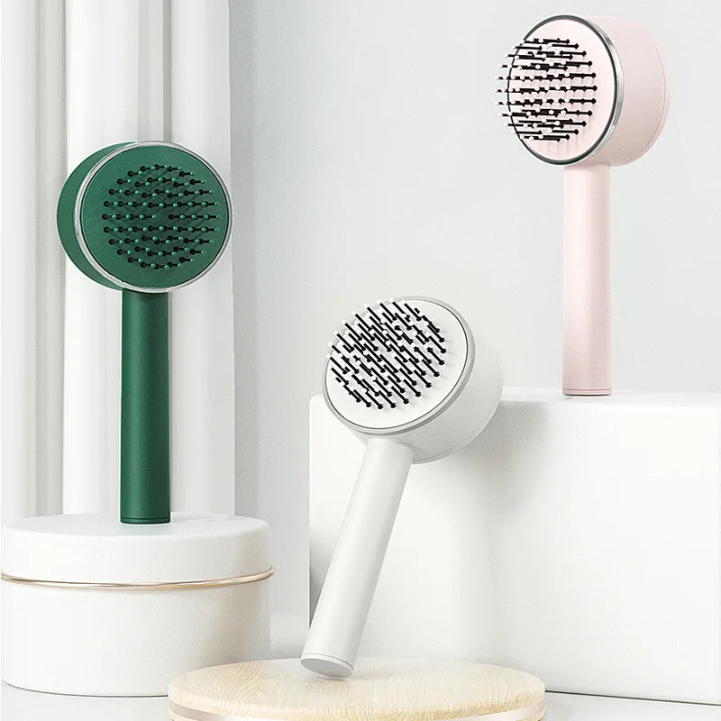 YIBER Self-Cleaning Detangling Hair Brush & Scalp Massager Detangling Hair Brush SWANS
