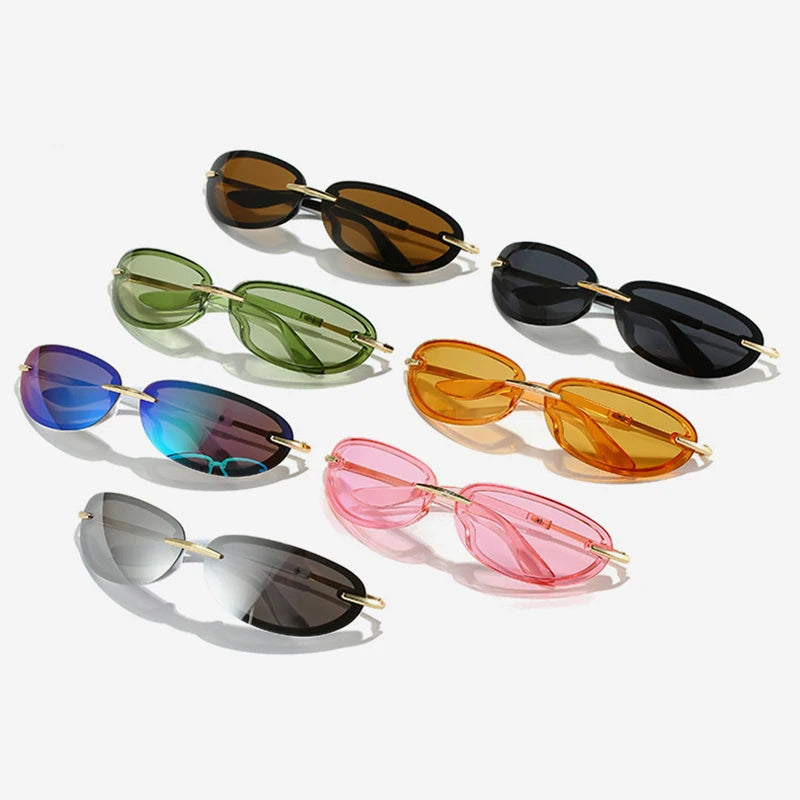 TOYEARN Y2K Oval Sunglasses UV400 Vintage Sport Goggle Fashion Sunglasses SWANS