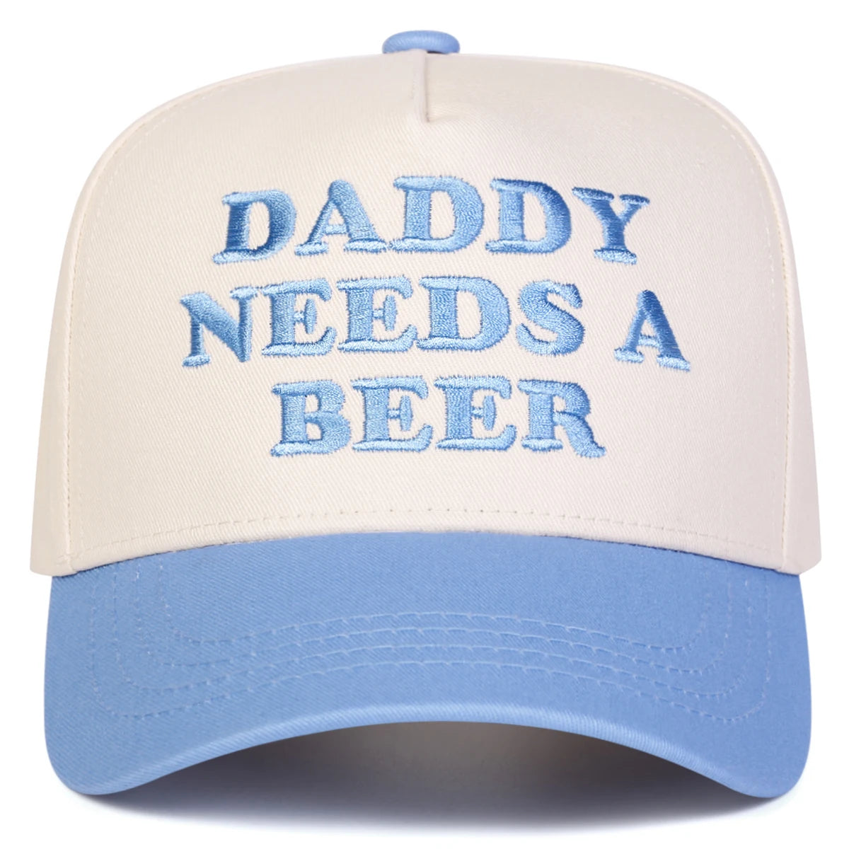 "Daddy Needs A Beer" Embroidered Baseball Cap – Unisex Embroidered Baseball Cap SWANS Sky blue