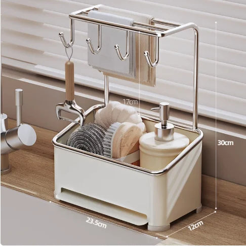 SWANS Stainless Steel Dishcloth Drain & Sink Storage Rack Kitchen Storage Rack SWANS white1