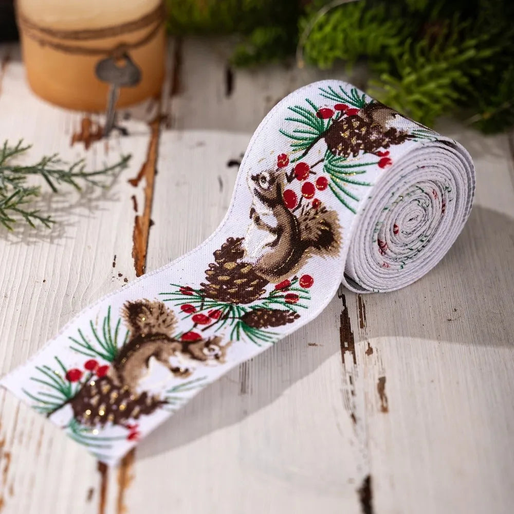 Imitation Linen Christmas Ribbon – Burlap Bow & Wreath DIY Christmas Craft Ribbon SWANS 03