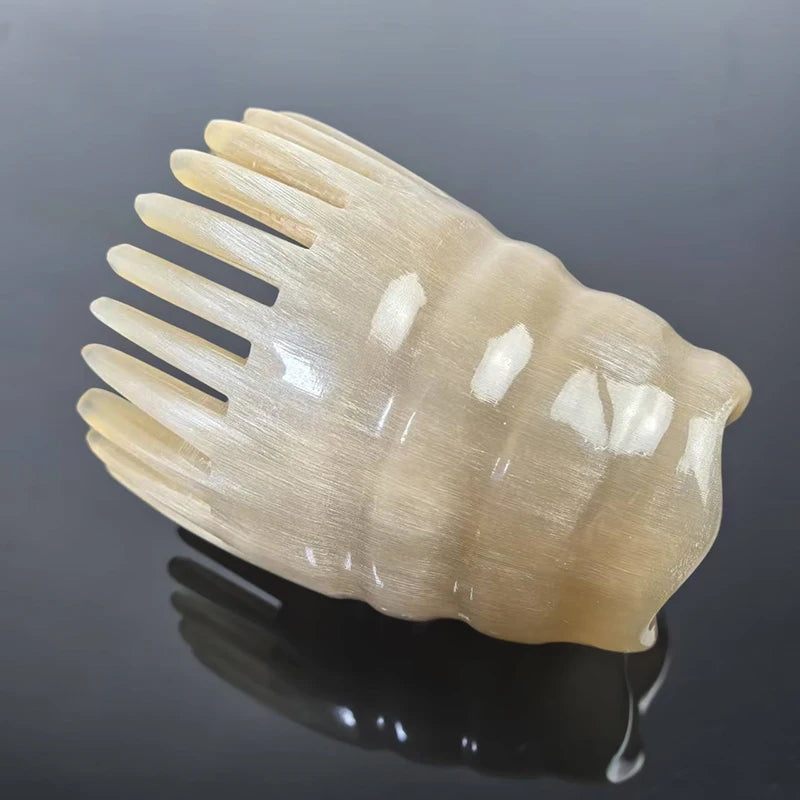 Wide Tooth Natural Horn Comb – Scalp Massage & Detangler Scalp Massage Comb SWANS 7CM white