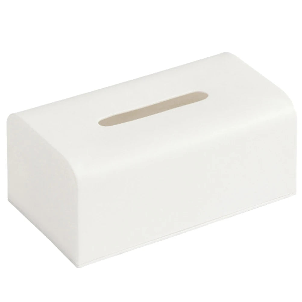 SWANS Large Plastic Tissue Box Holder – White Desktop Napkin Storage Tissue Box Holder SWANS
