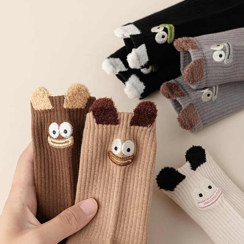 Cartoon Cotton Mid-Tube Socks for Women – Warm & Breathable Women's Cotton Socks SWANS