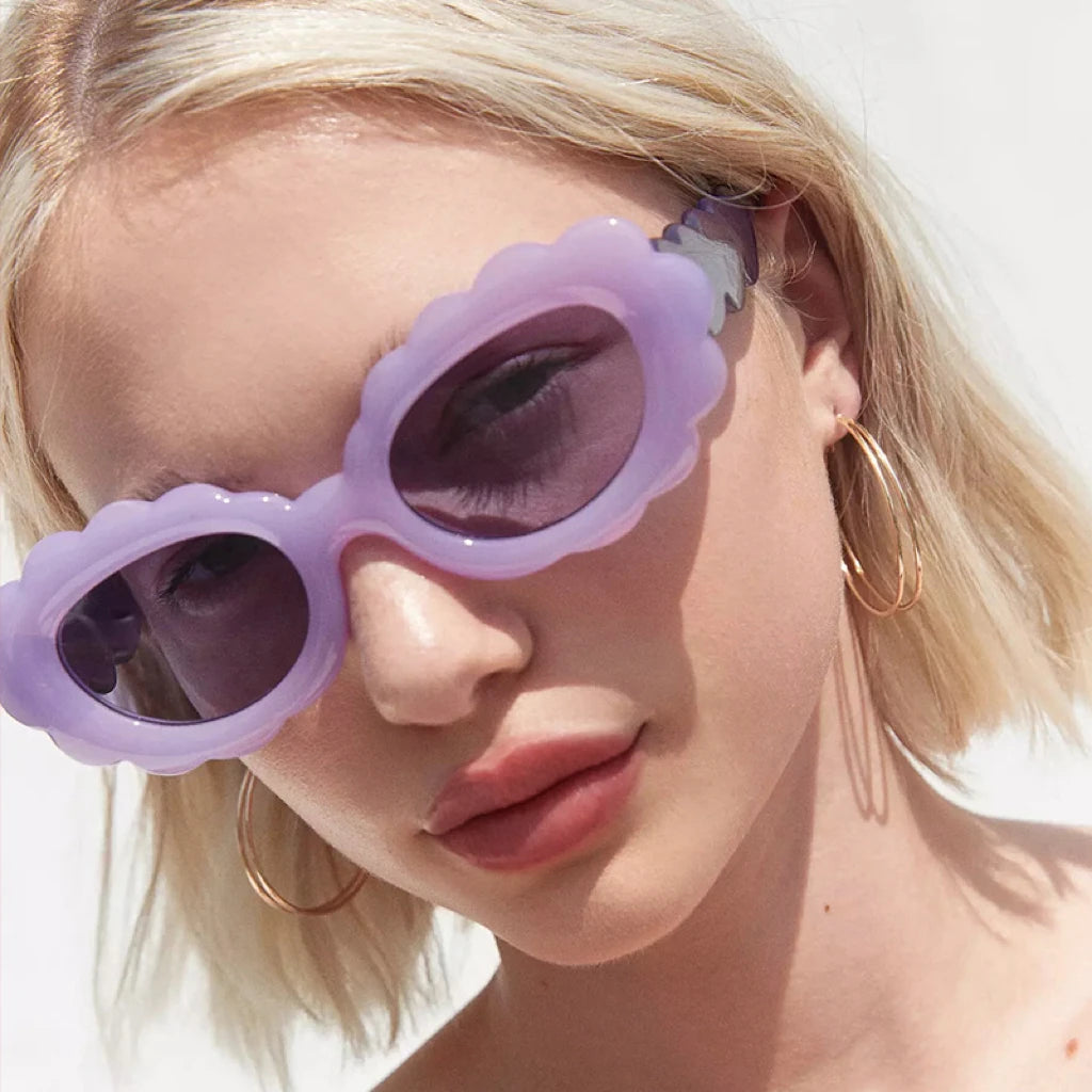 Y2K Big Frame Flower Sunglasses UV400 Punk Shades Women Fashion Sunglasses SWANS