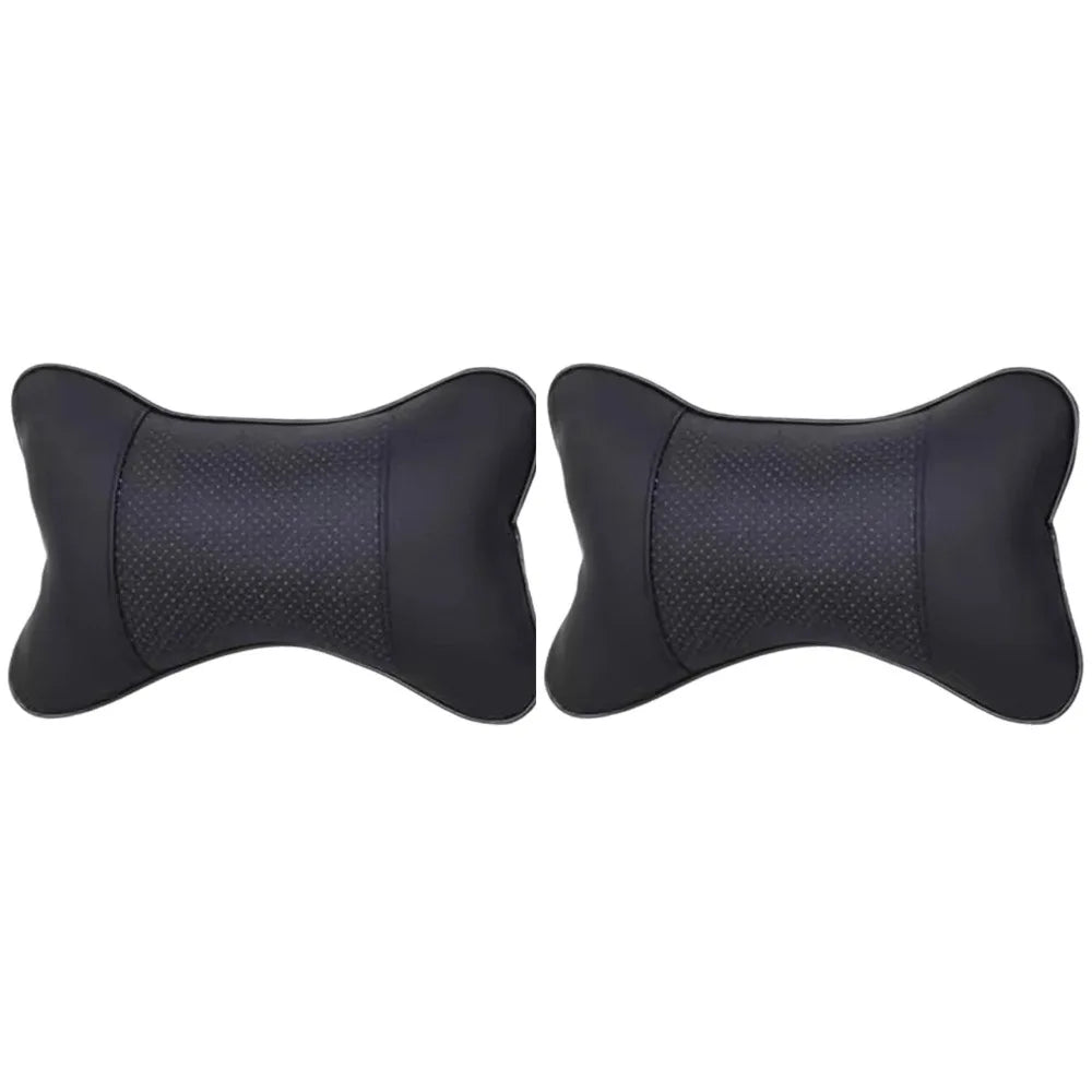 SWANS PU Leather Car Headrest Neck Pillow – Breathable Mesh Car Neck Pillow SWANS 2pcs black