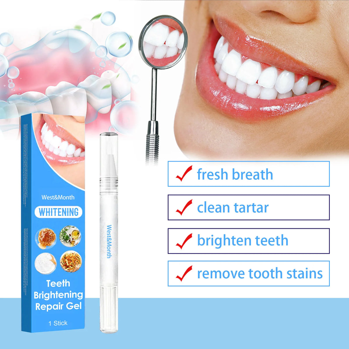 WEST MONTH Teeth Whitening Gel Pen – Natural Stain Removal Teeth Whitening Pen SWANS