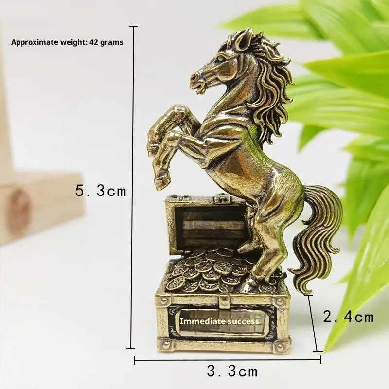 Brass Feng Shui Horse Miniature Statue – Office & Home Décor Decorative Figurine SWANS 1
