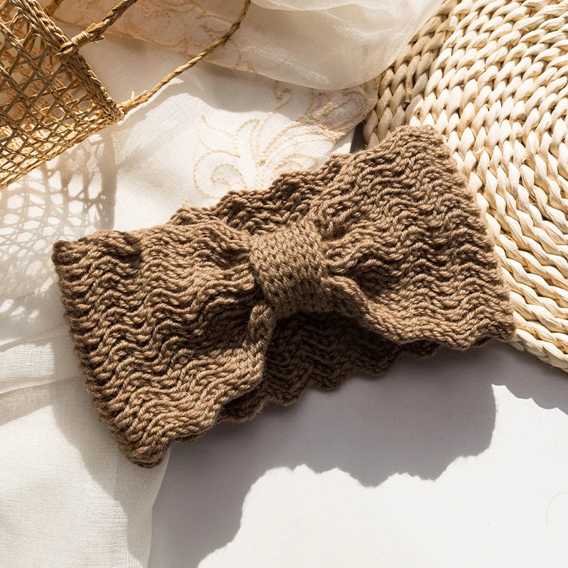 Women's Twist Knit Wide Headband – Soft Elastic Turban Wrap Knit Turban Headband SWANS coffee One Size