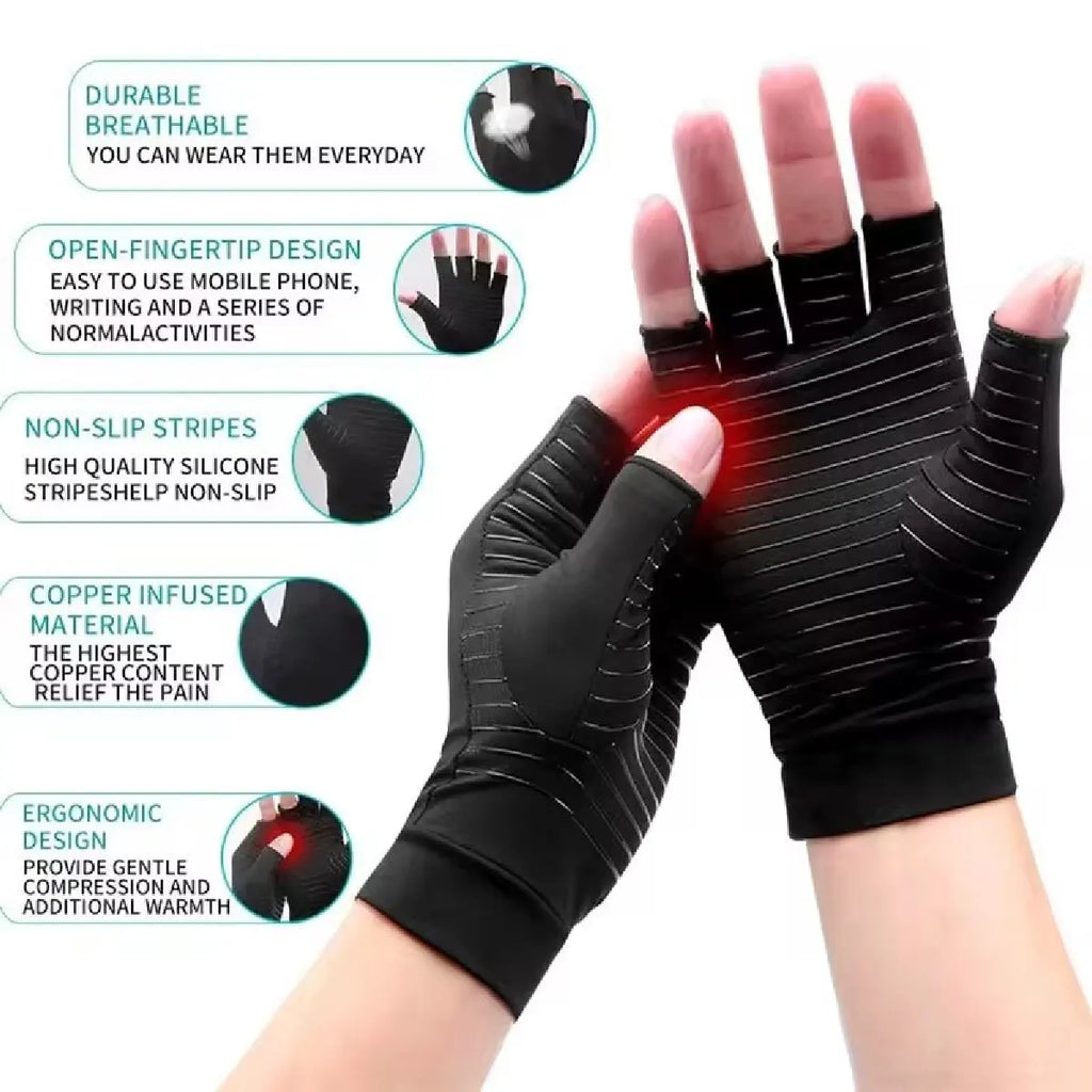 SWANS Copper Infused Compression Fingerless Gloves – Unisex Compression Fingerless Gloves SWANS