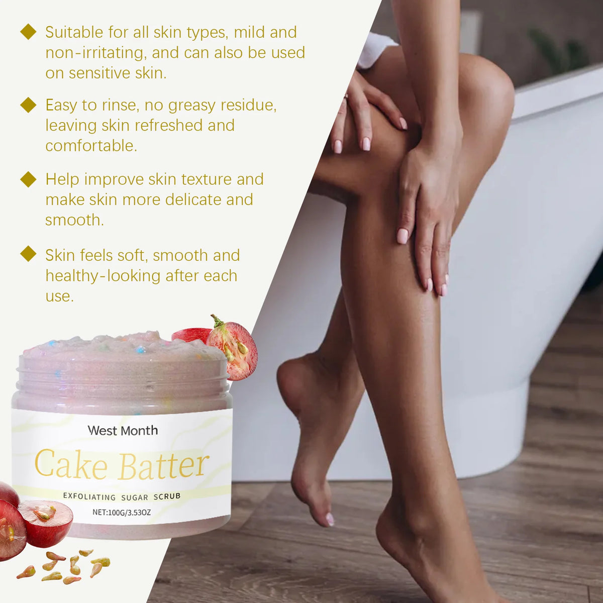WEST MONTH Body Scrub – Exfoliating, Brightening & Softening Body Exfoliating Scrub SWANS