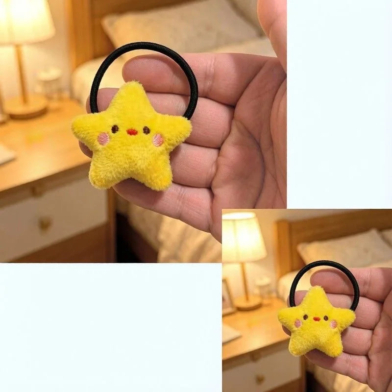 2PCS Kawaii Plush Star Hair Ties – Cute Elastic Hair Bands Plush Hair Ties SWANS