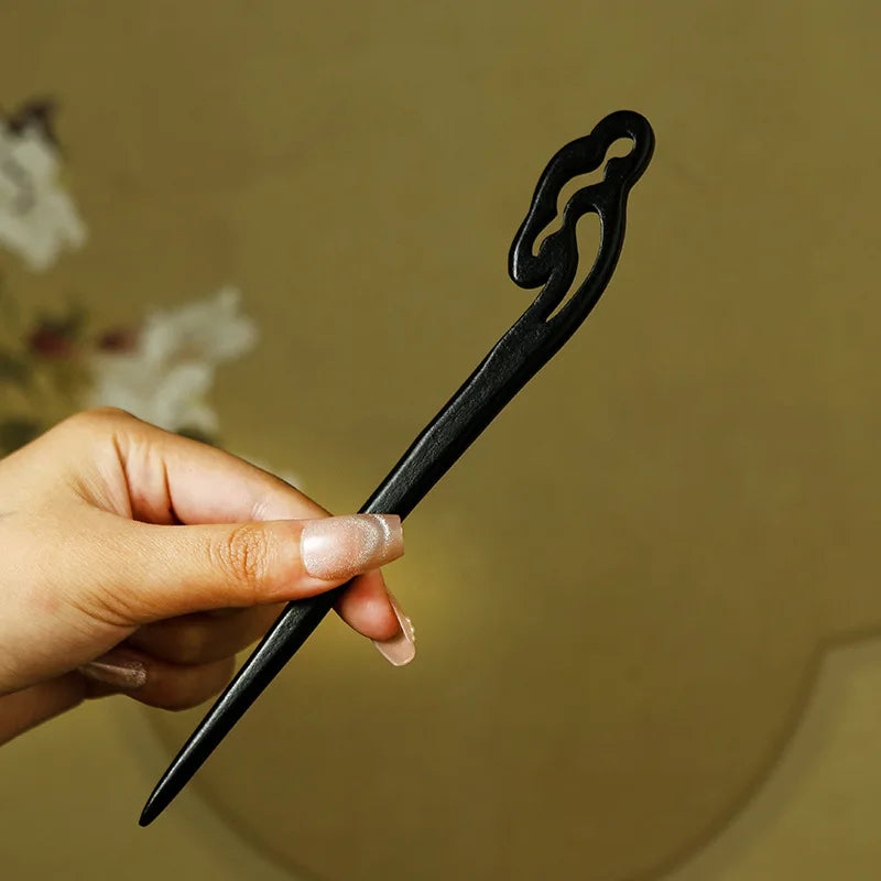 Antique Ebony Wood Hairpin – Retro Hanfu Hair Stick for Women Wood Hair Stick SWANS