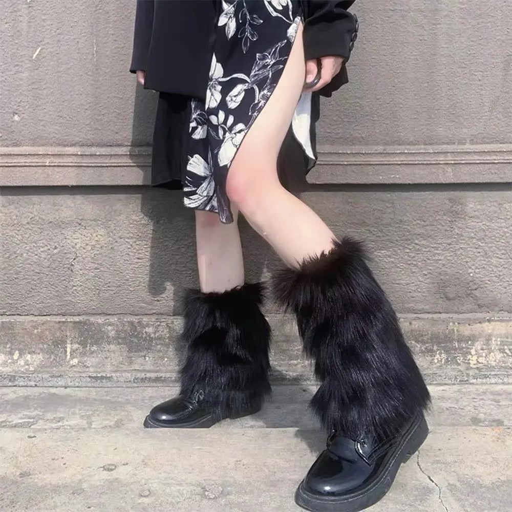 Faux Fur Furry Leg Warmers 40cm Kawaii Y2K Knee Sleeve Furry Leg Warmers SWANS