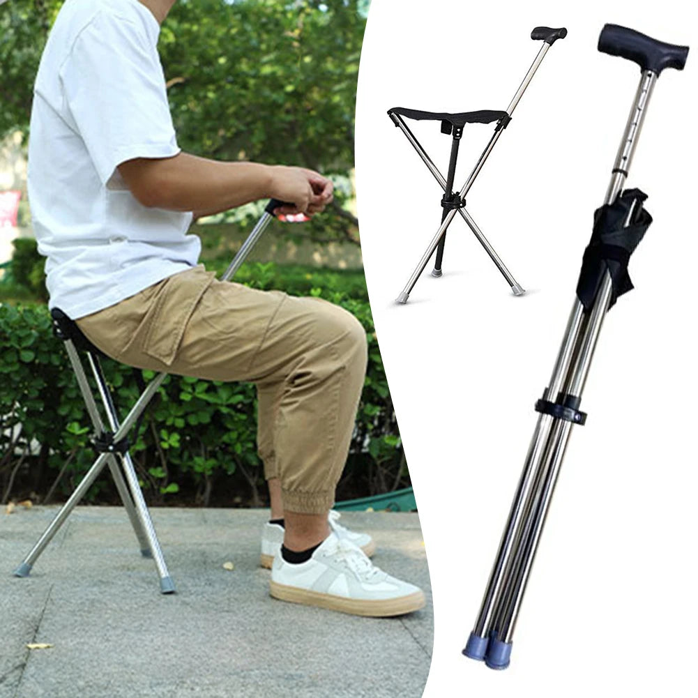 Foldable Walking Cane with Seat – Lightweight Adjustable Stick Walking Cane with Seat SWANS