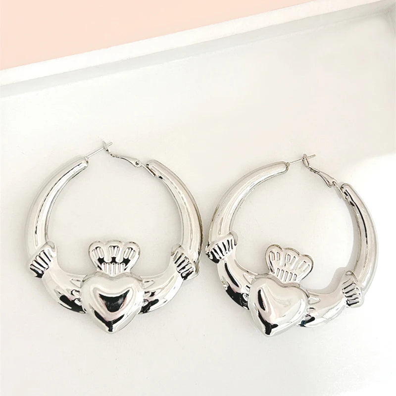 Heart Hoop Earrings for Women – Trendy Zinc Alloy Fashion Jewelry Hoop Earrings SWANS A2