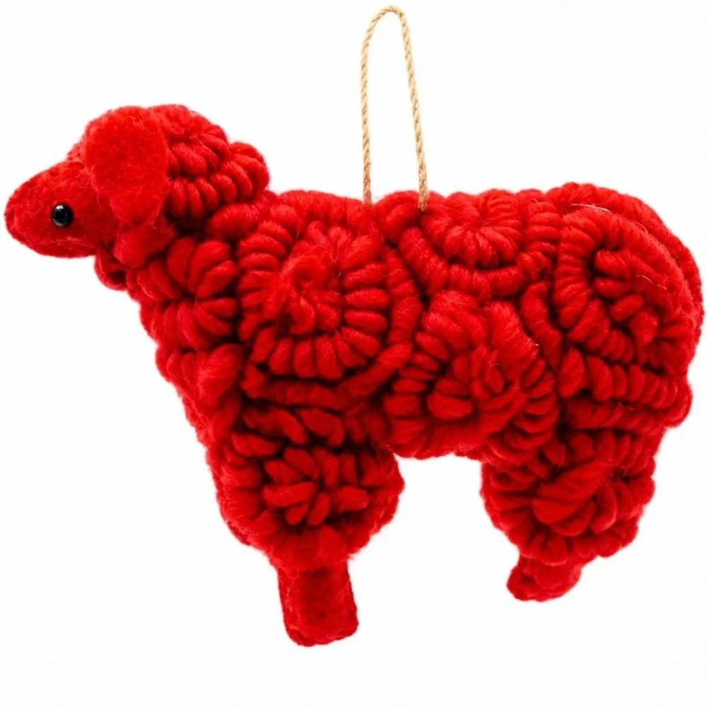 Wool Felt Sheep Christmas Ornament – Tree & Flower Box Decor Christmas Ornament SWANS Red