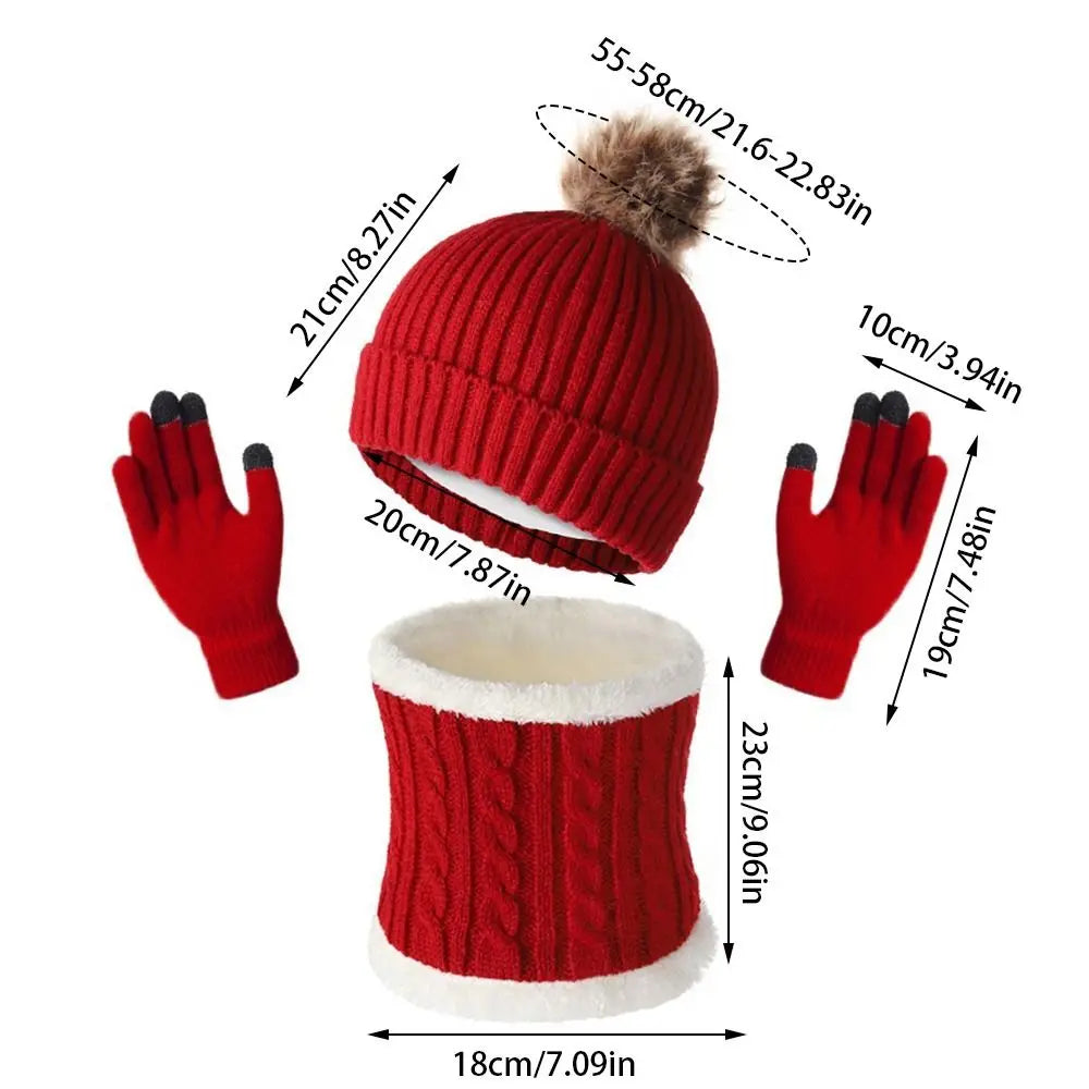 Women's 3-Piece Winter Knitted Hat, Scarf & Gloves Set Winter Accessory Set SWANS