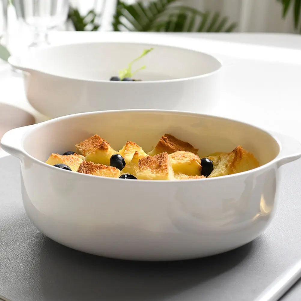 Ceramic Baking Dish White Pie Pan – Double Handle Oven Safe Ceramic Baking Dish SWANS Default Title