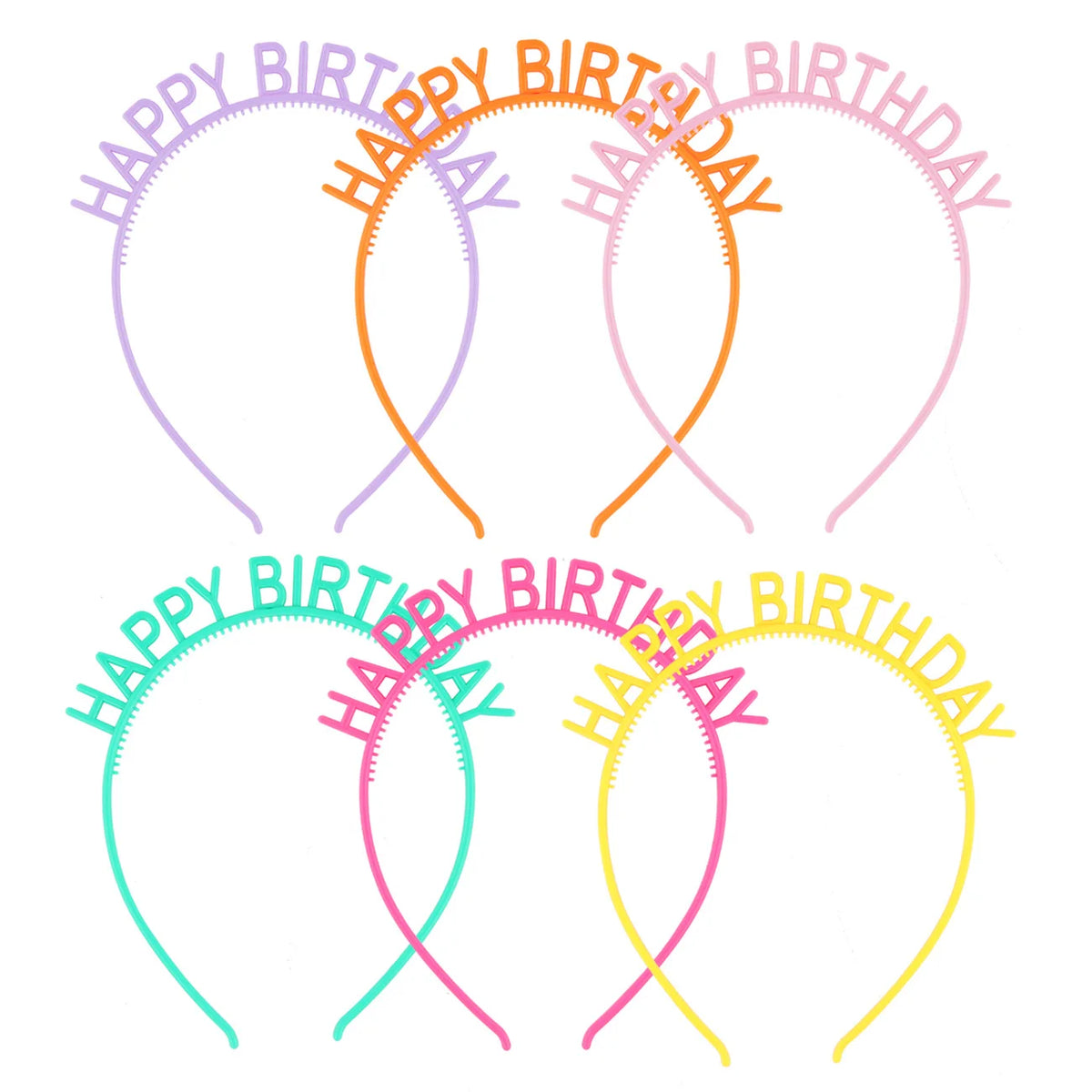 6-Pack Happy Birthday Letter Headbands | Colorful Party Props Party Headband Set SWANS 6pcs