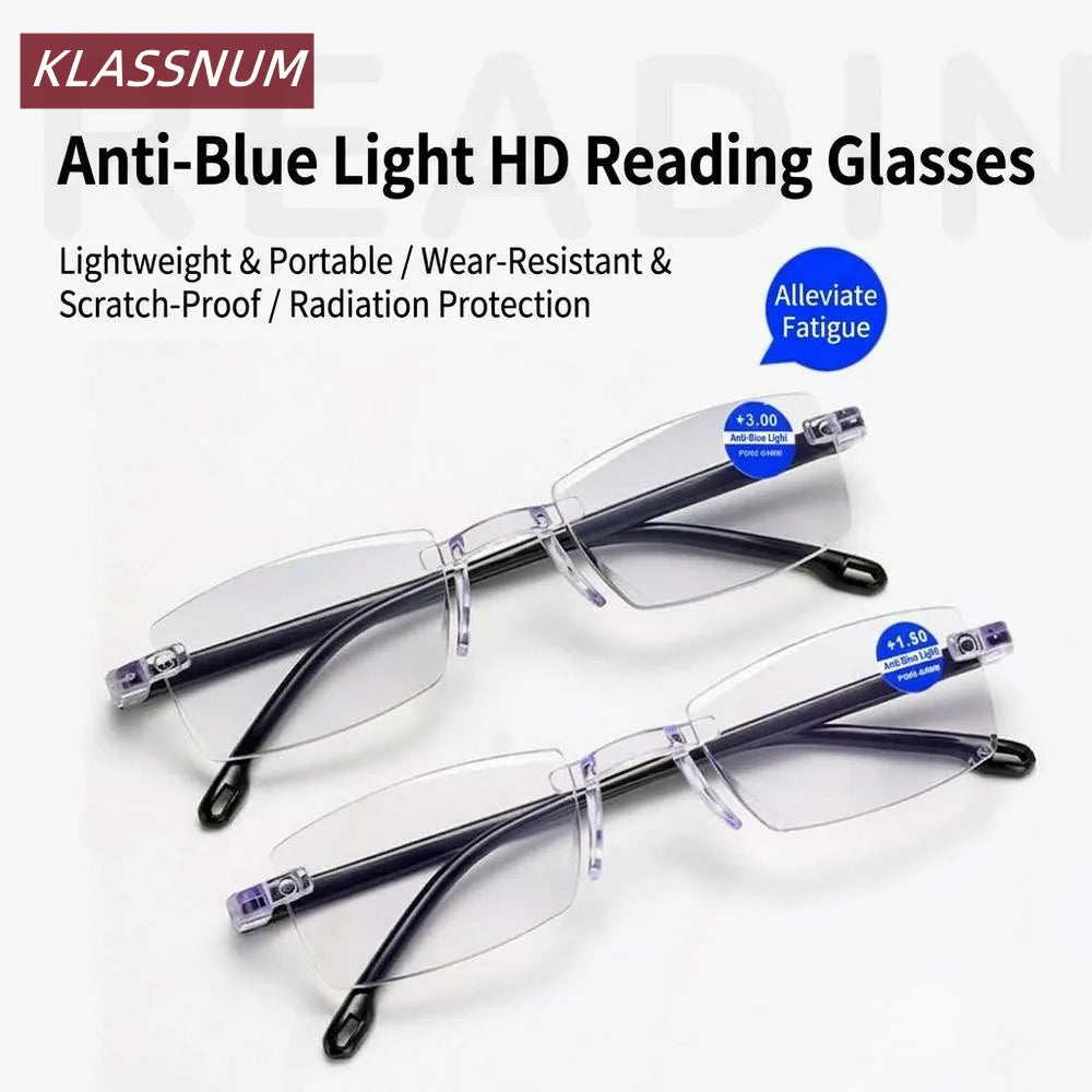 KLASSNUM Rimless Blue Light Blocking Reading Glasses Unisex Reading Glasses SWANS
