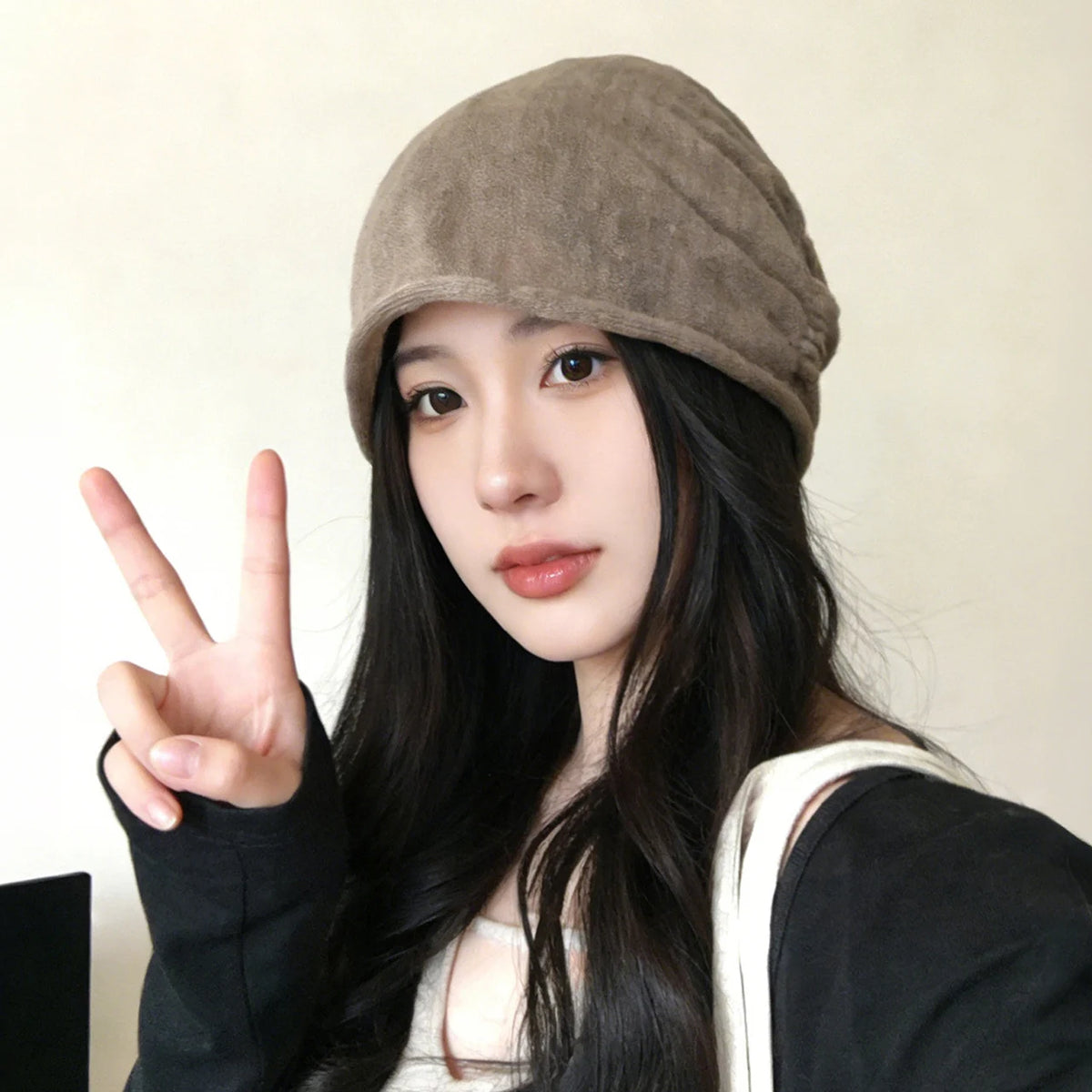 Women's Slouchy Knit Beanie – Baggy Solid Color Winter Hat Knit Beanie Hat SWANS