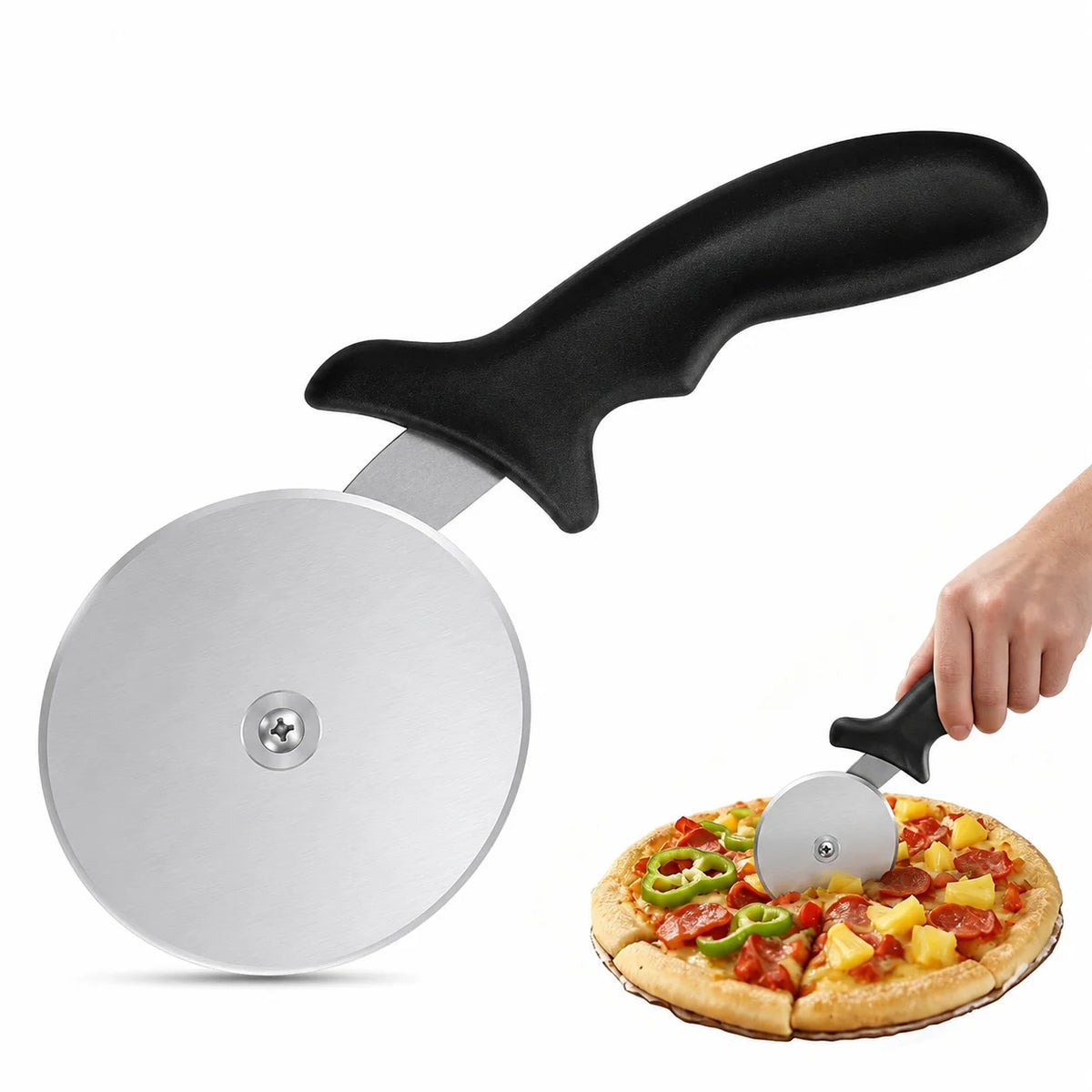 SWANS Stainless Steel Pizza Cutter Wheel & Cake Server Pizza & Baking Tool SWANS
