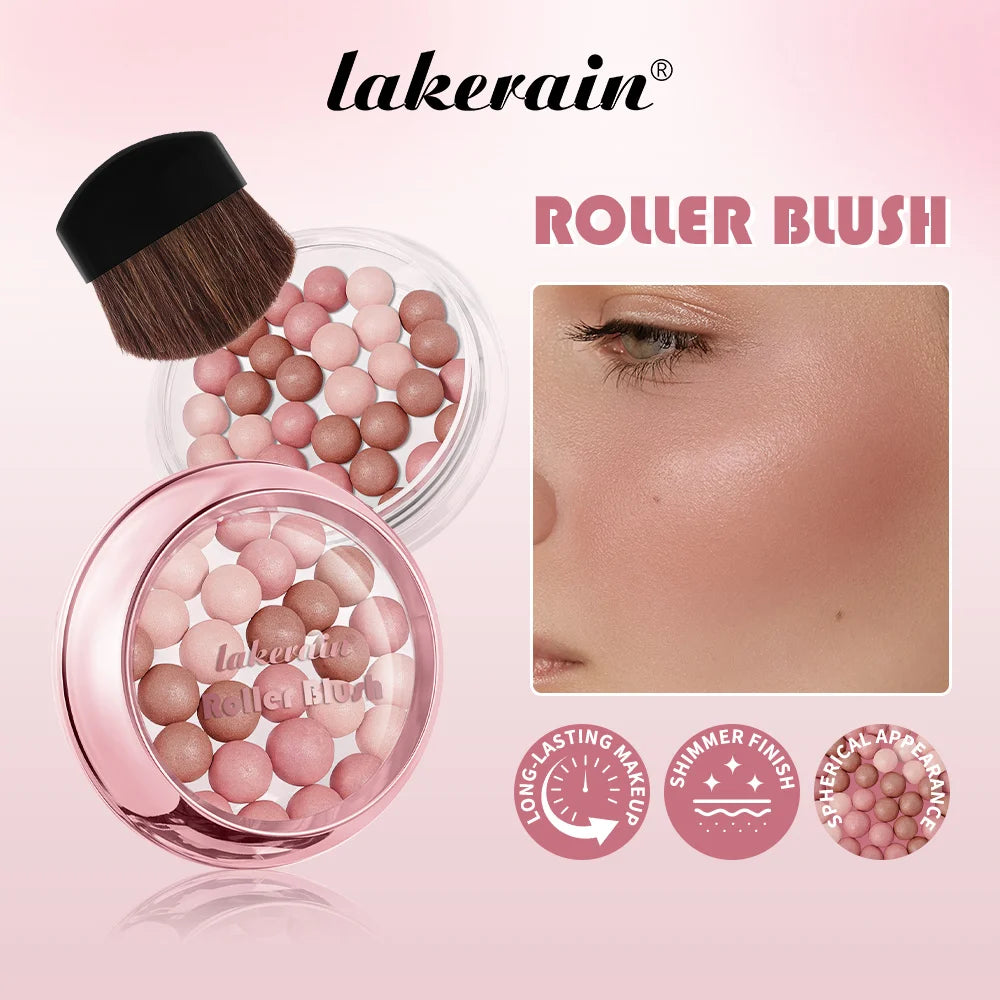 Lakerain Roller Blush – Shimmer Powder Beads, Long-Lasting Blush Powder SWANS
