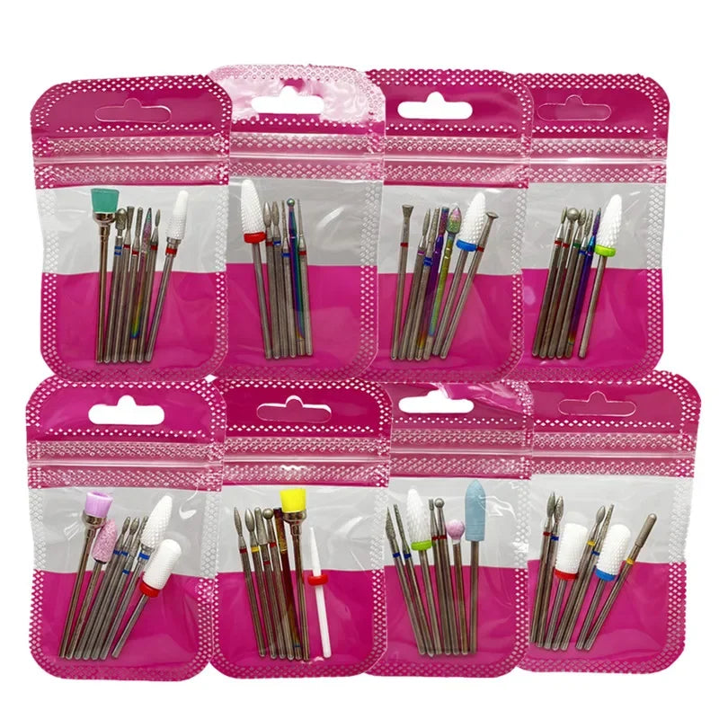 Tungsten Steel Nail Drill Bit Set – Cuticle Milling Cutter 6/7pc Nail Drill Bit Set SWANS