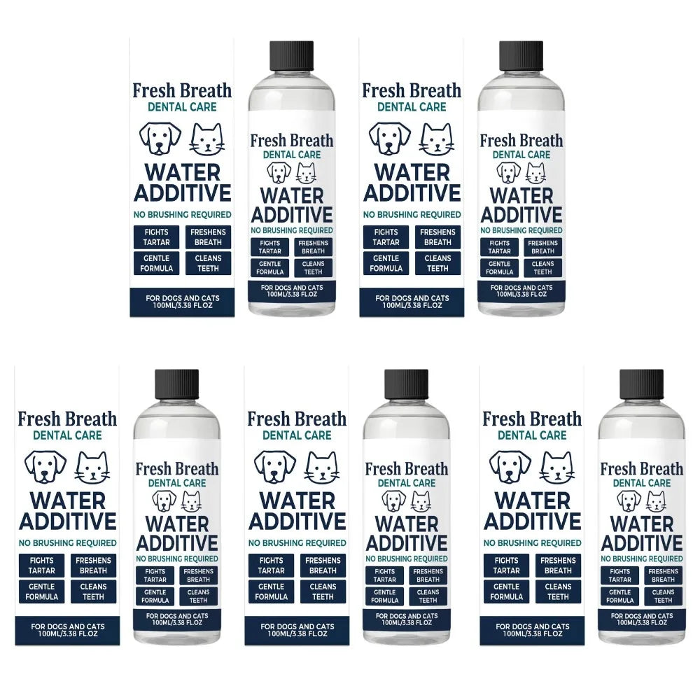 Pet Dental Water Additive – No-Brush Dog & Cat Mouthwash Pet Dental Additive SWANS 5pcs