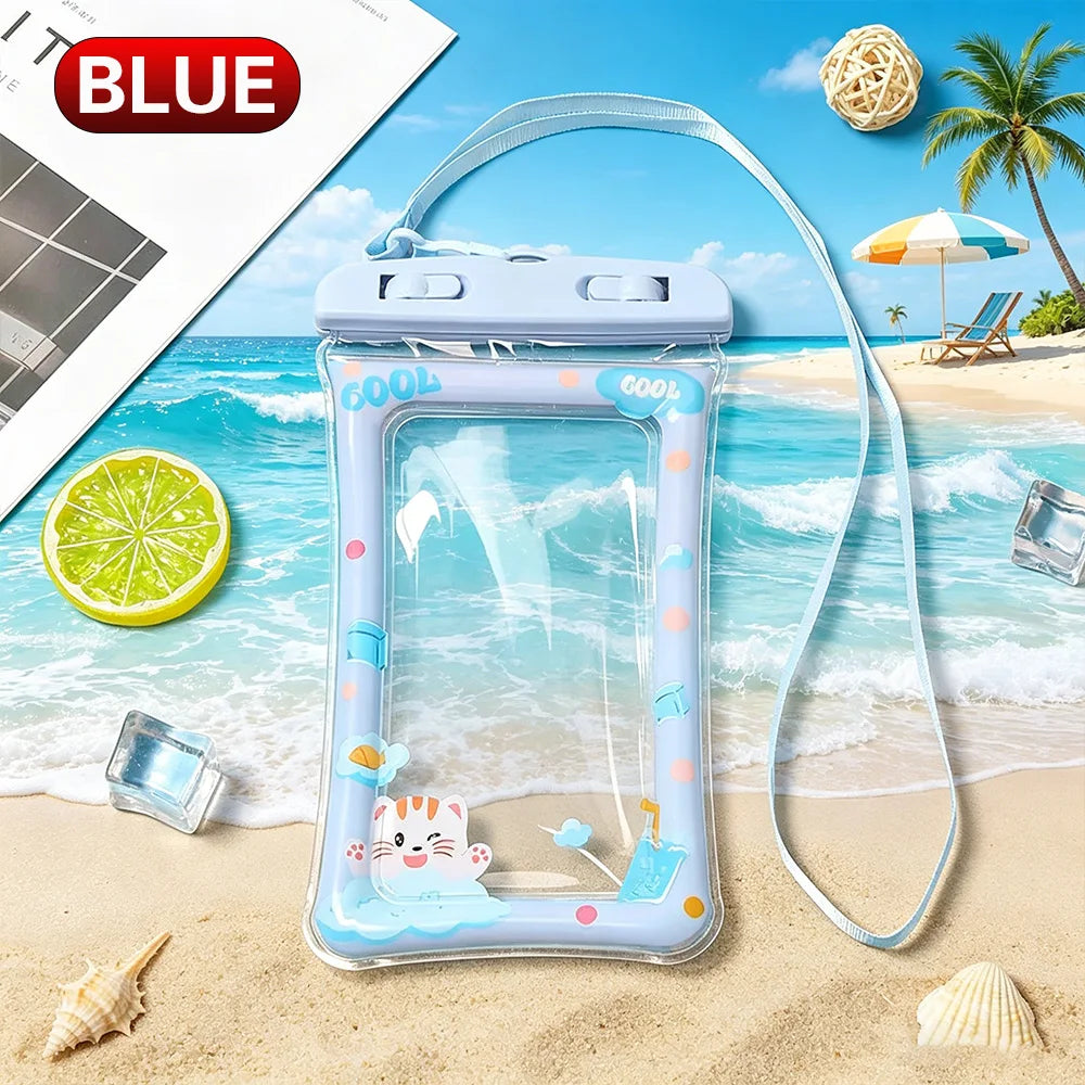 Waterproof Floating Phone Pouch – Touchscreen Dry Bag & Lanyard Waterproof Phone Pouch SWANS 1PC BLUE