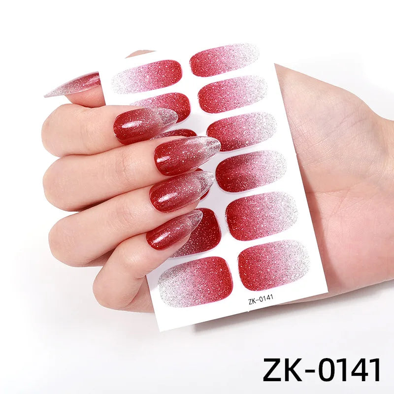 Waterproof Gradient Glitter Nail Stickers – Self-Adhesive Art Nail Art Stickers SWANS