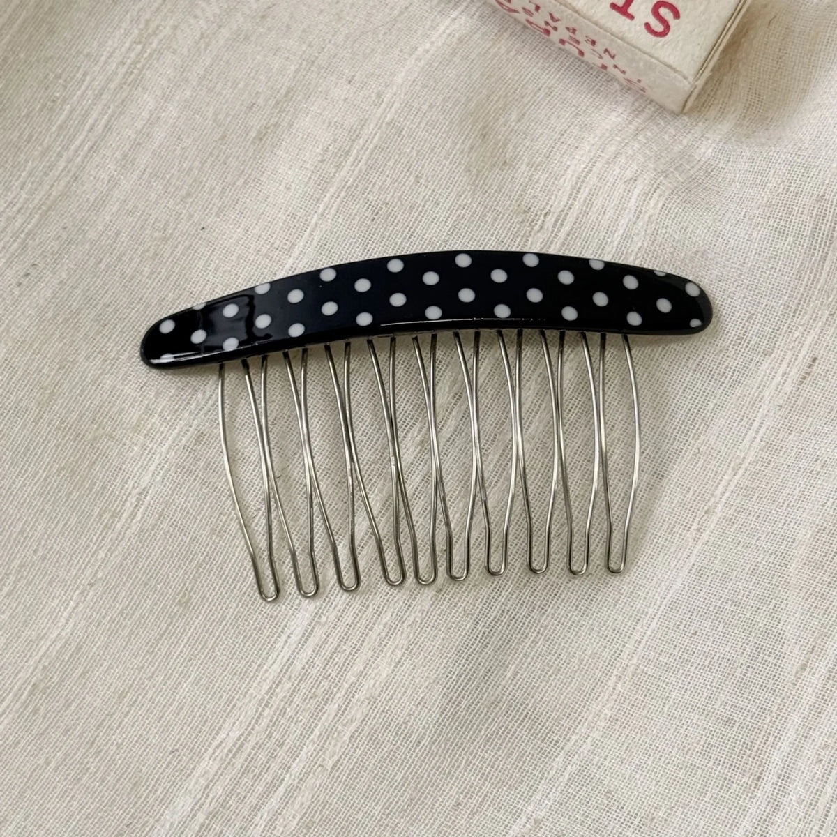 Vintage Polka Dot Hair Side Combs – Retro Women's Accessory Hair Side Combs SWANS navy blue