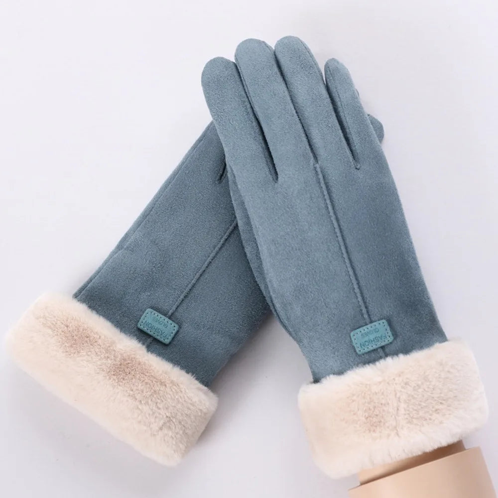 Women's Winter Plush Touchscreen Driving Gloves – Warm Suede Winter Driving Gloves SWANS