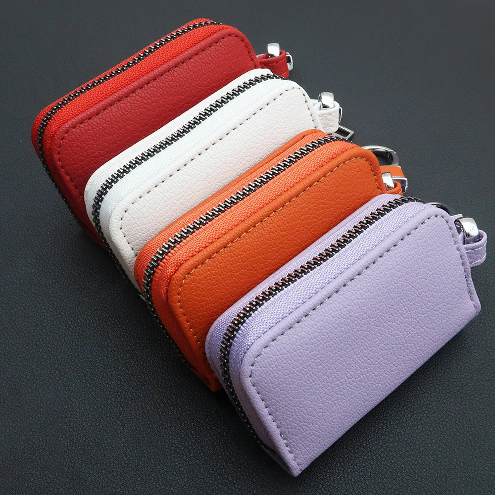 Unisex PU Leather Key Wallet Organizer – Zipper Key Case Key Wallet Organizer SWANS