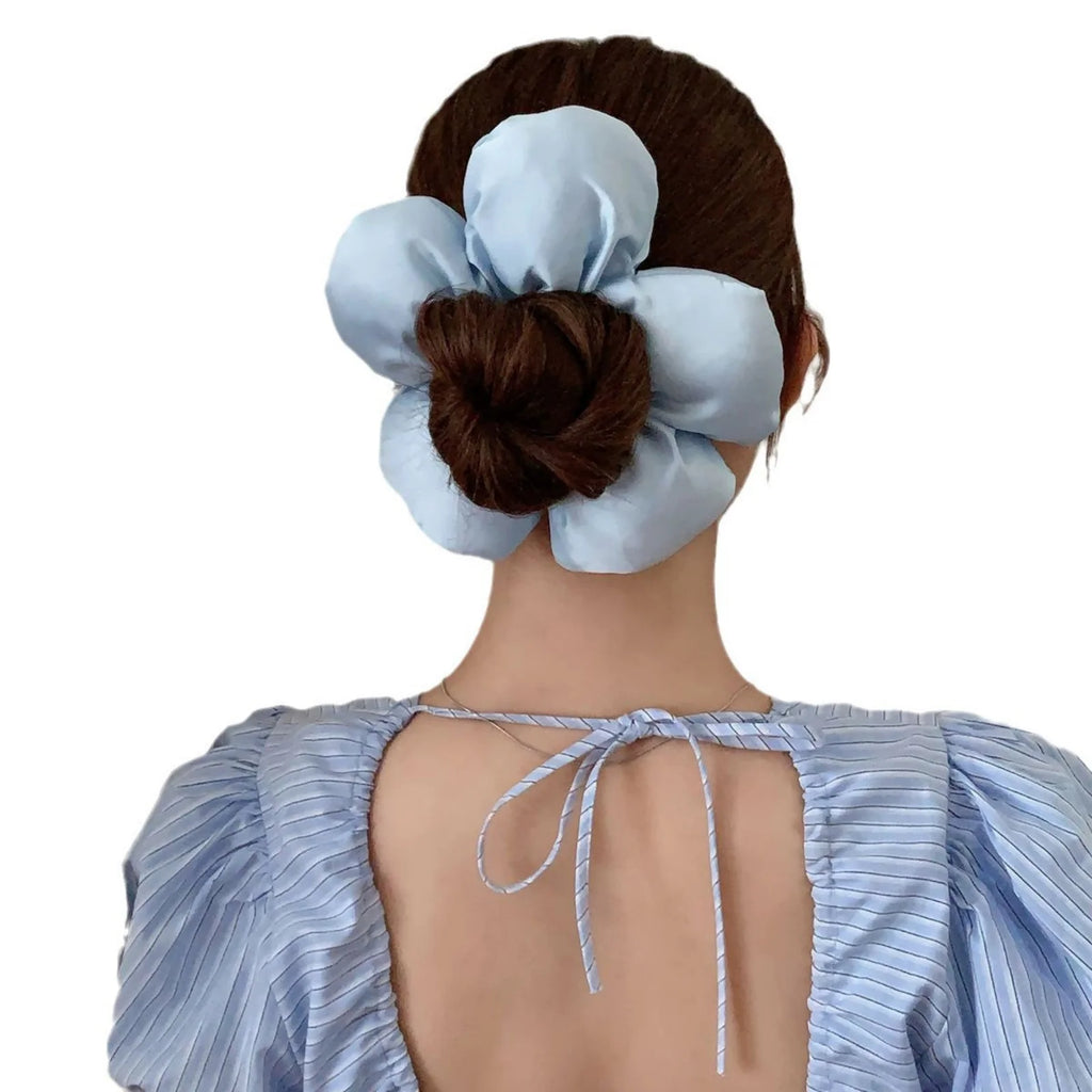 Large Satin Flower Hair Scrunchie – Blossom Hair Tie for Women Hair Scrunchie SWANS