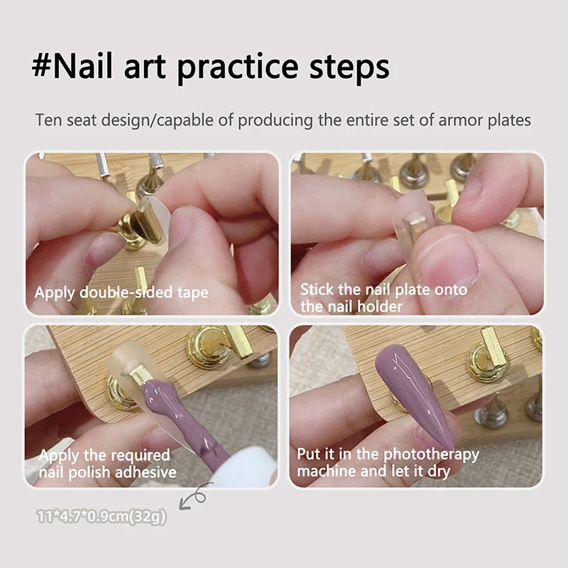 Wooden Nail Practice Stand – 10-Grid Magnetic Tip Holder Nail Practice Stand SWANS
