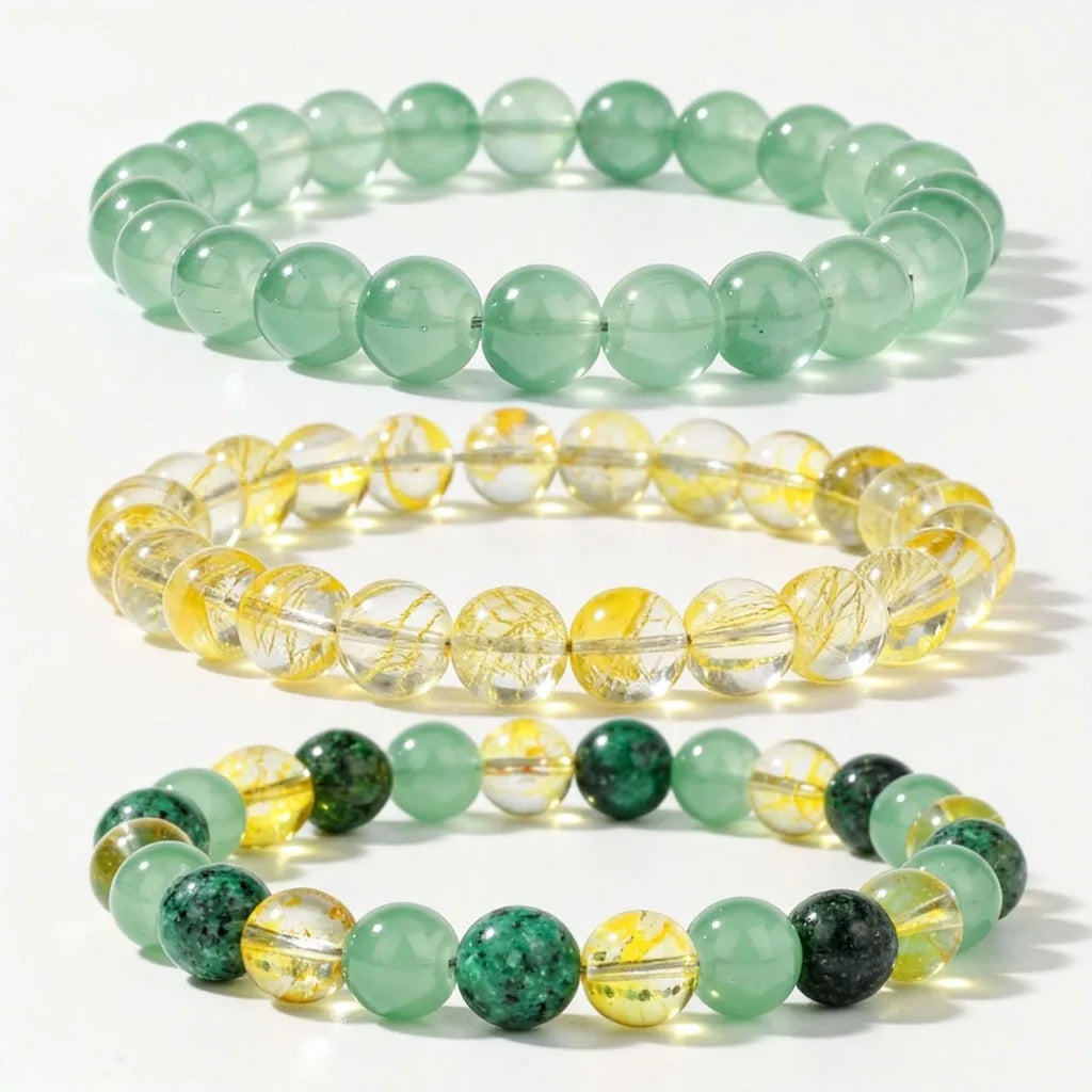 Stackable Natural Stone Beaded Bracelet Set – Nordic 3-Pack Beaded Bracelet Set SWANS 3pcs
