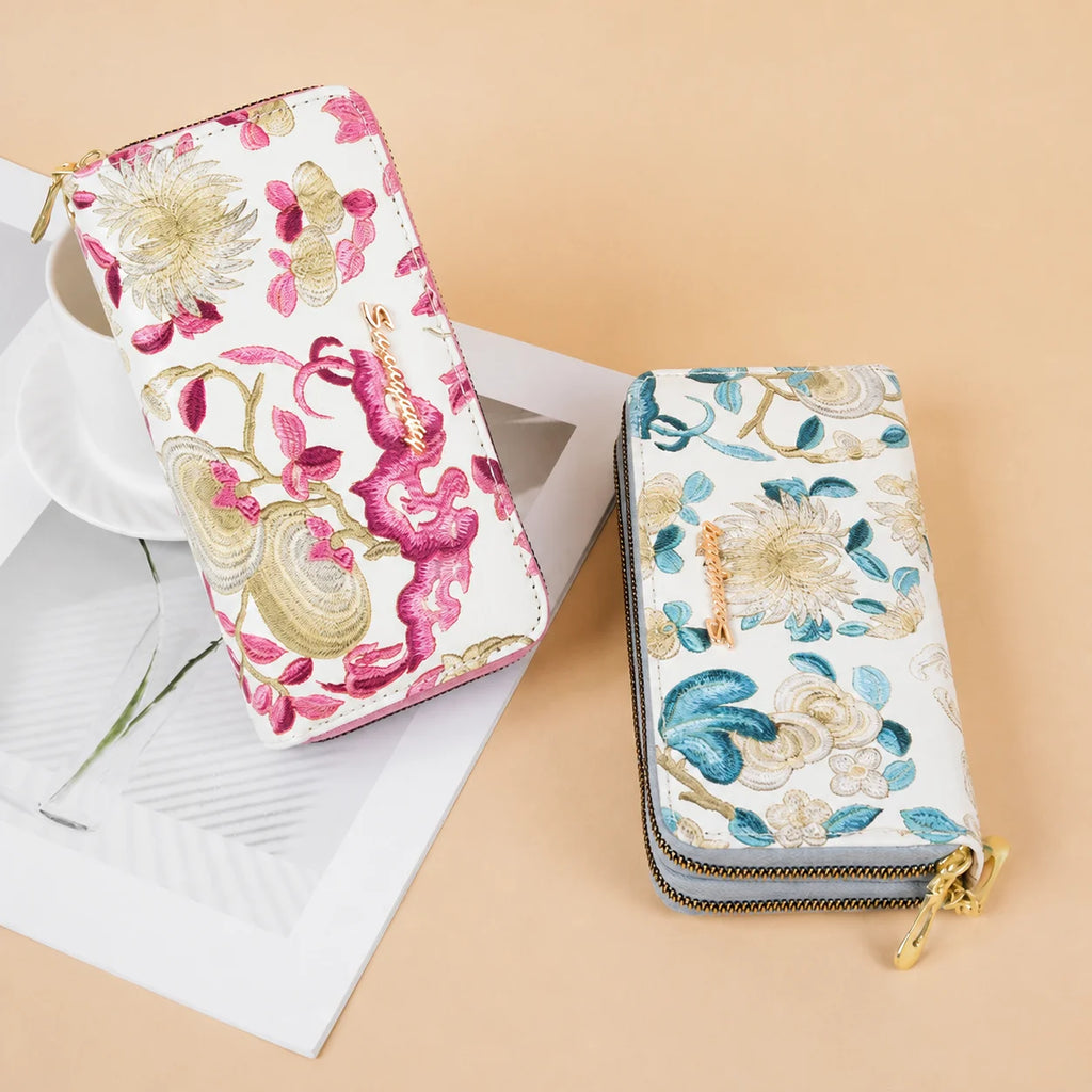 Women's Double Zipper Wallet – Large Capacity Card & Phone Holder Women's Wallet SWANS