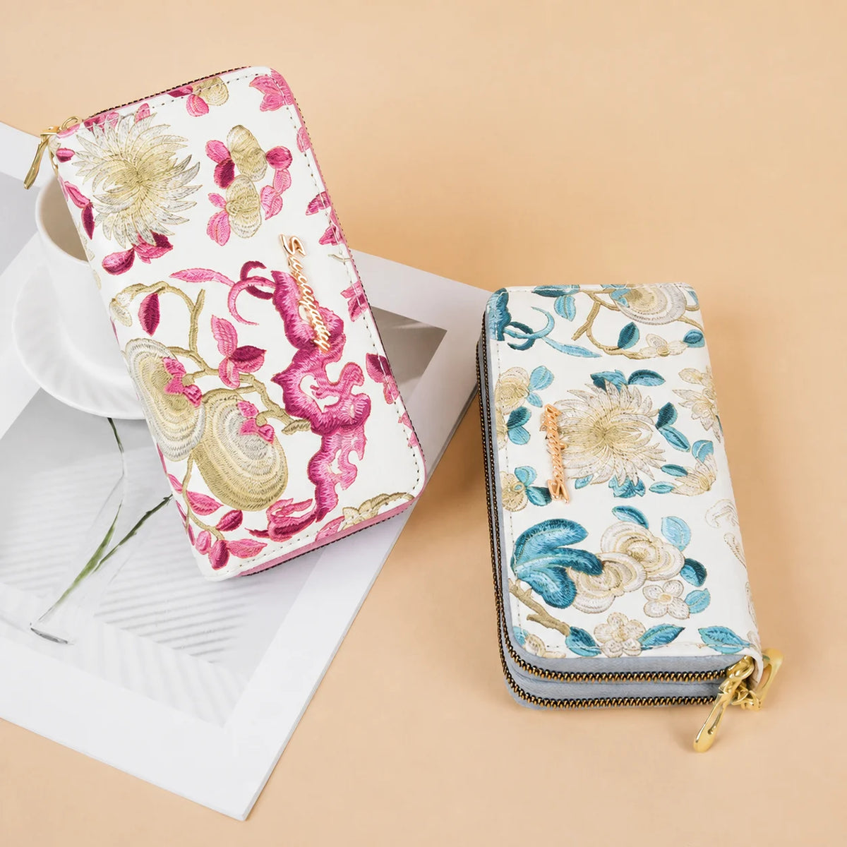 Women's Double Zipper Wallet – Large Capacity Card & Phone Holder Women's Wallet SWANS