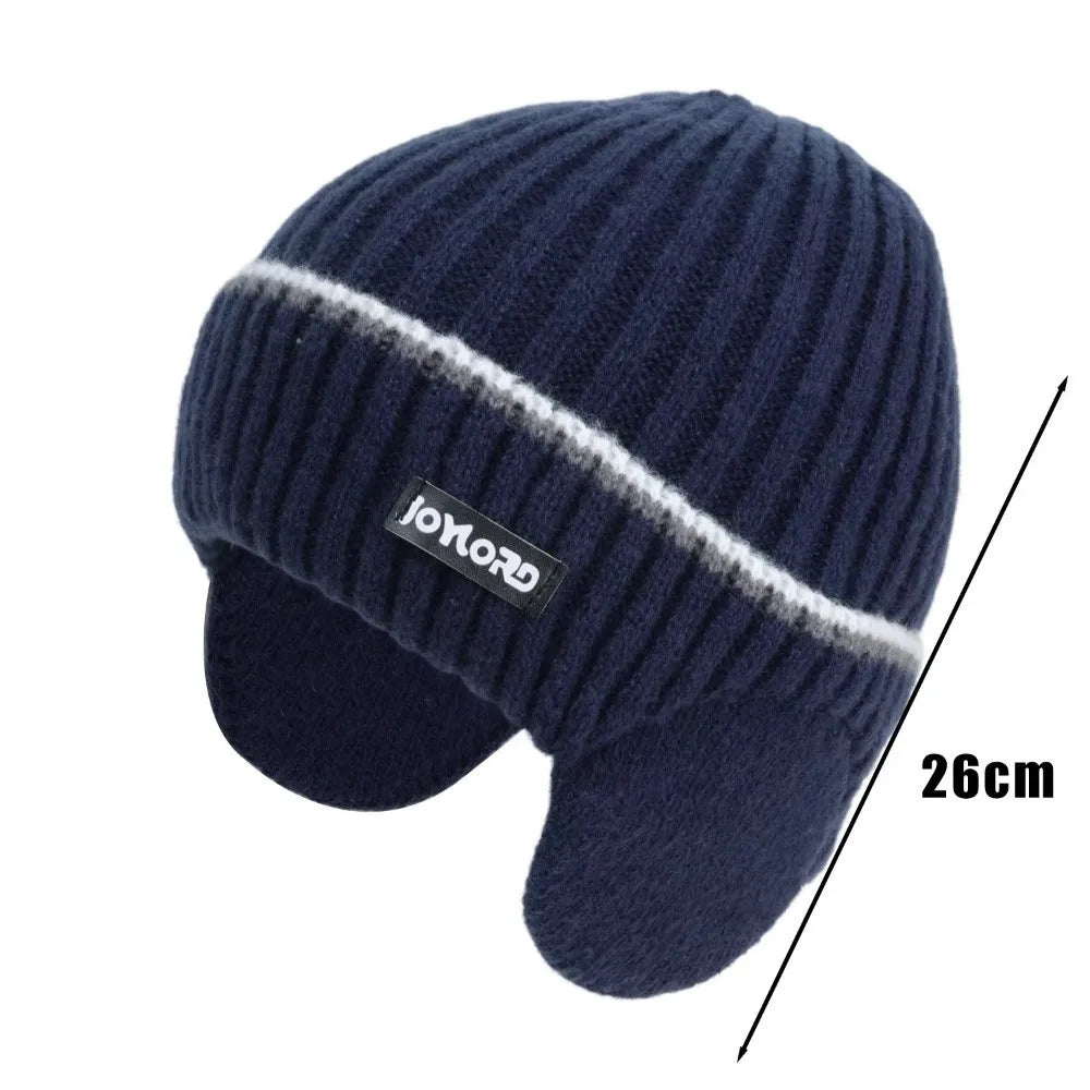 Thickened Knit Hat with Earmuffs – Unisex Windproof Cap Knit Winter Hat SWANS