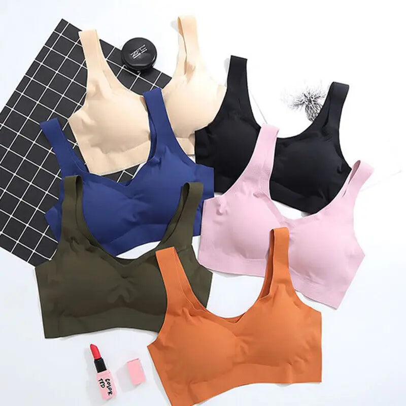 Women's Seamless Wire-Free Bralette – Removable Pad Ice Silk Bra Seamless Bralette SWANS