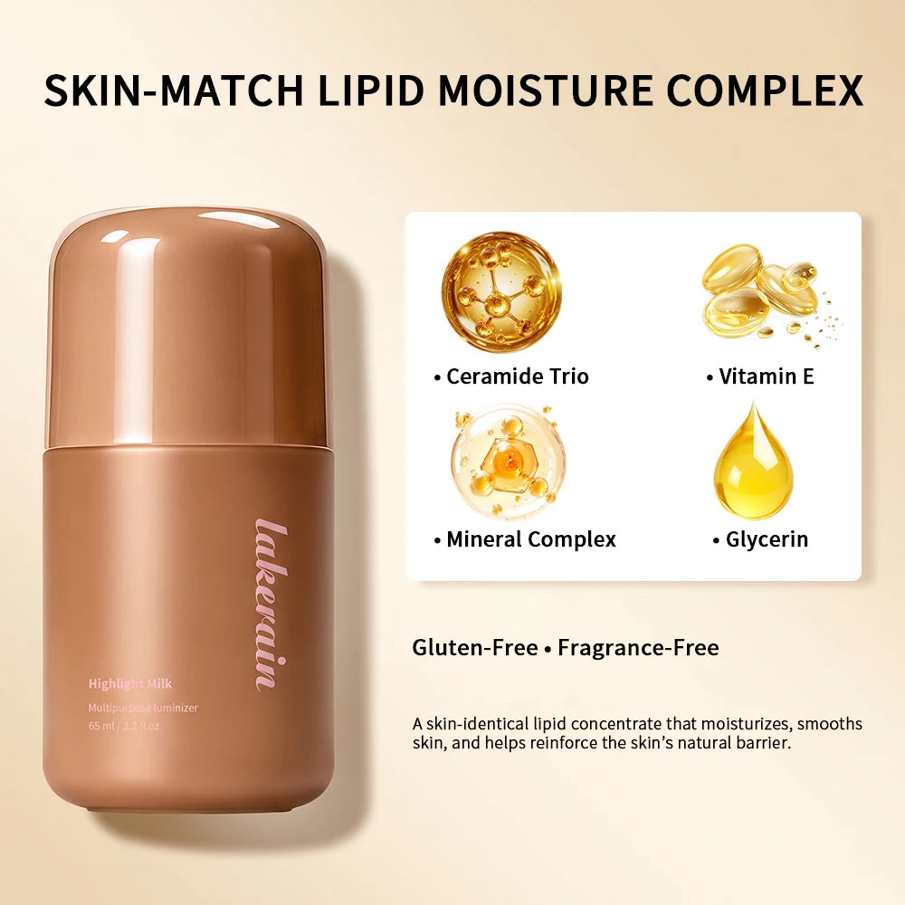Lakerain Highlight Milk Lotion – Pearl Glow Face & Body Highlighter Lotion SWANS