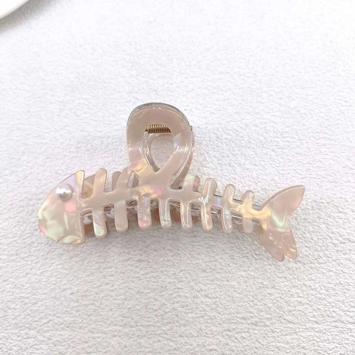 Y2K Fishbone Shark Hair Claw Clips – Colorful PVC Accessories Hair Claw Clips SWANS Champagne