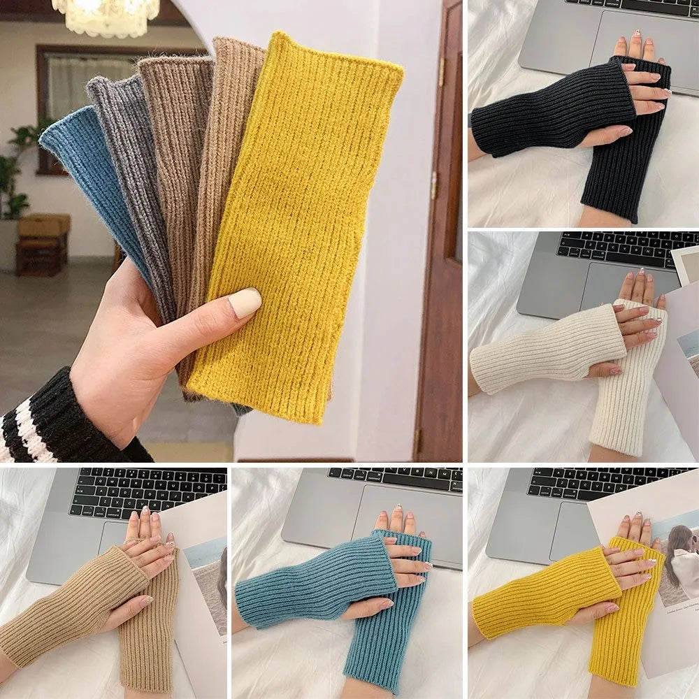 Soft Knit Fingerless Gloves – Warm Half Finger Mittens Fingerless Knit Gloves SWANS