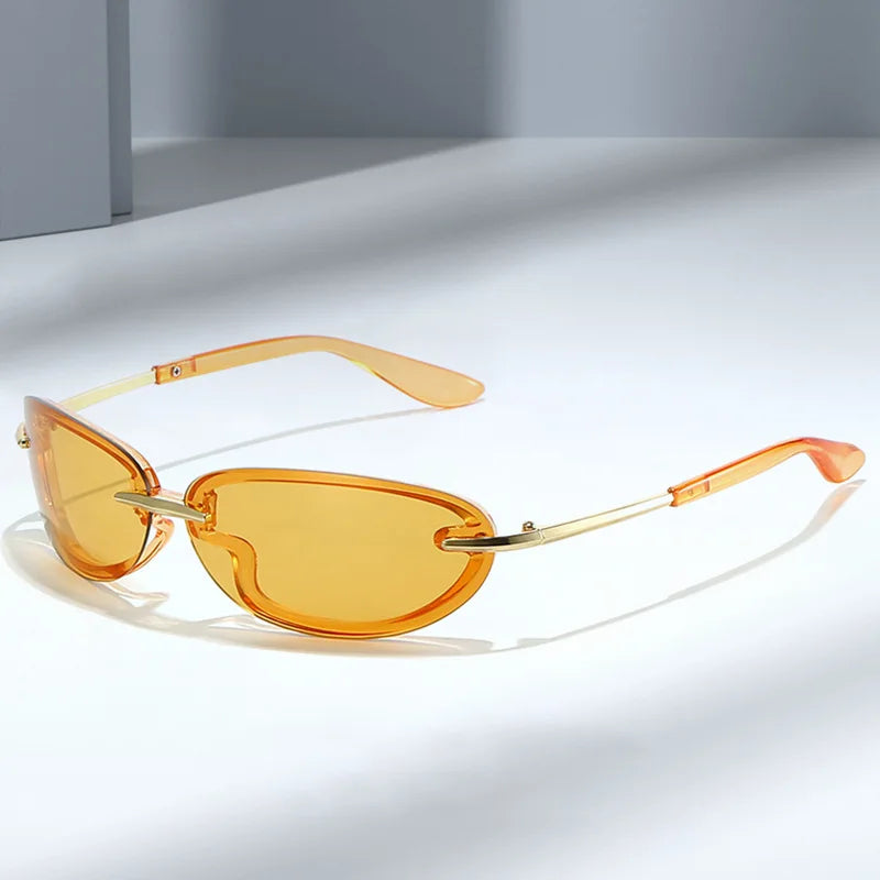 TOYEARN Y2K Oval Sunglasses UV400 Vintage Sport Goggle Fashion Sunglasses SWANS
