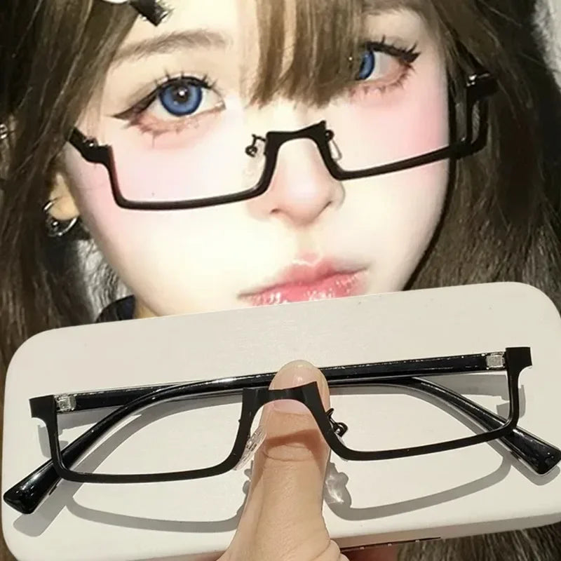 Y2K Japanese Half-Frame Decorative Glasses | Vintage Metal Decorative Eyeglass Frames SWANS black-1pc