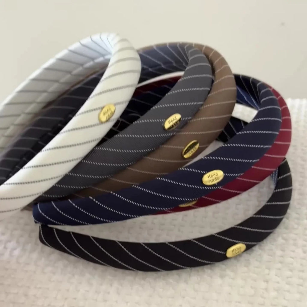 Preppy Striped Headbands with Gold Accents – 5-Pack Hairbands Hair Headbands SWANS