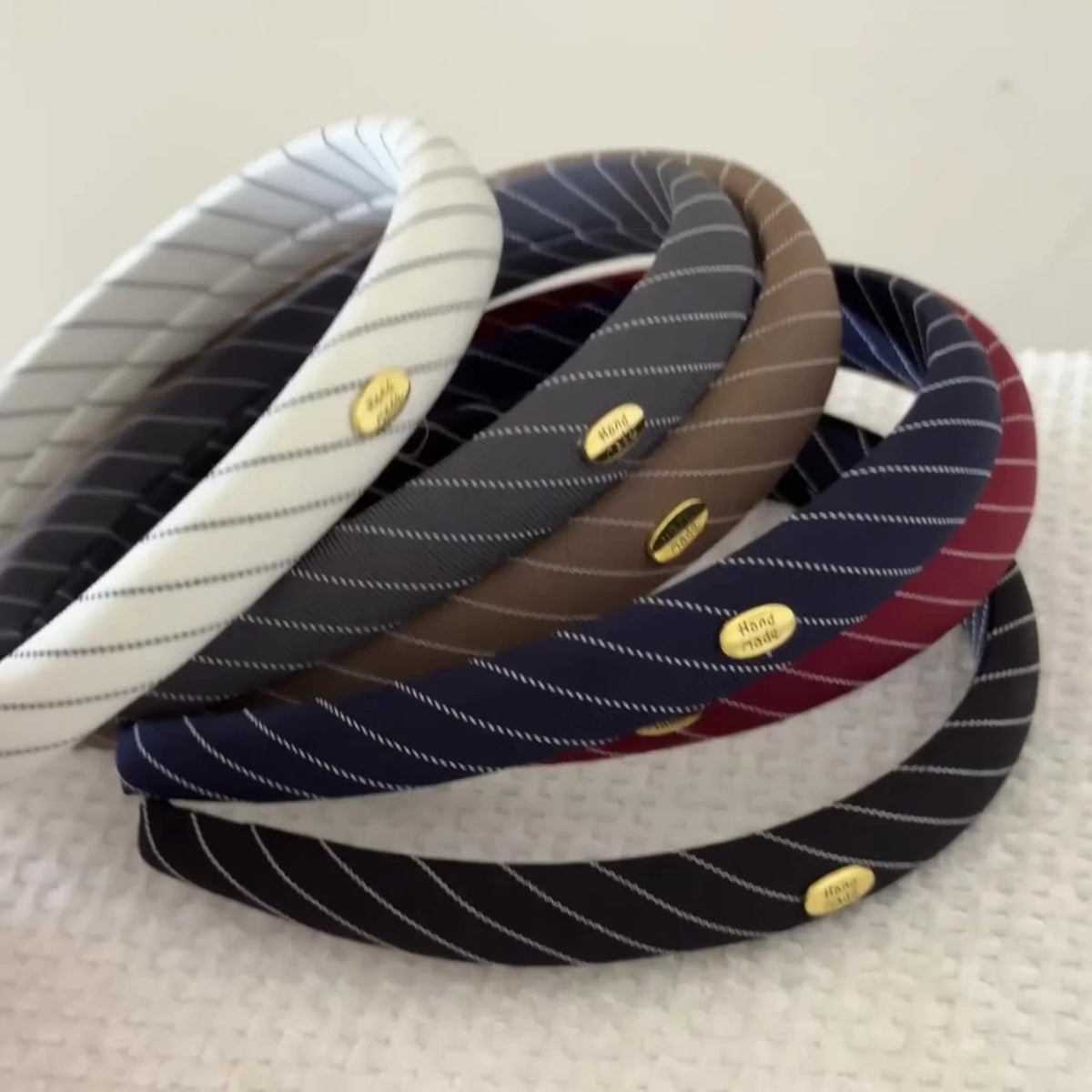 Preppy Striped Headbands with Gold Accents – 5-Pack Hairbands Hair Headbands SWANS