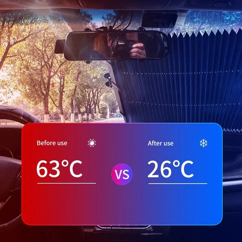 Retractable Car Sun Shade Set – Front & Rear UV Protection Car Sun Shade SWANS